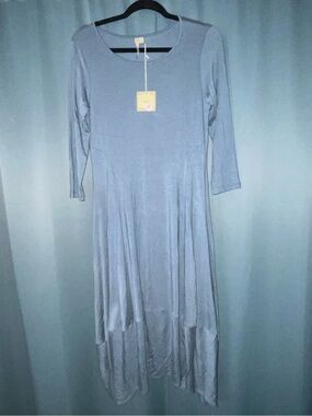 Comfy USA Long Sleeve cotton Dress Classic Scoop Neck